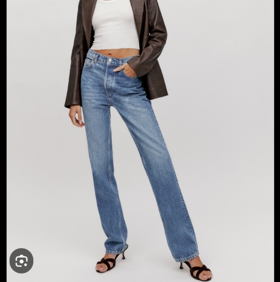 Reformation Cynthia High Rise Straight Jeans Frayed Hem - Picture 3 of 15